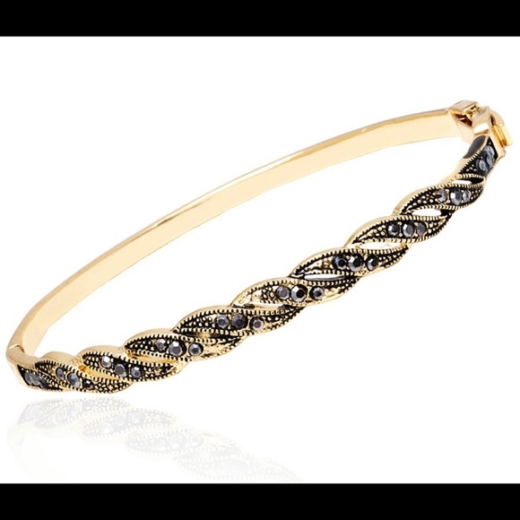 Sevil Marcasite and Gold Bangle Bracelet - Picture 1 of 5